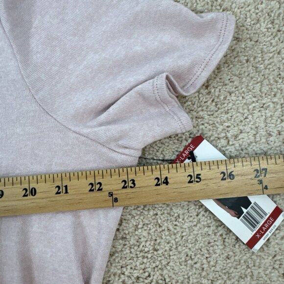 Calvin Klein Top Womens XL Pink V Neck Ruched Front Short Sleeve Knit Stretch NW - Picture 12 of 14